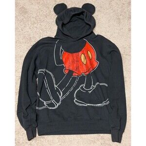 Disney Parks Men’s Size M Black Mickey Mouse Ears Hoodie Pullover Sweater